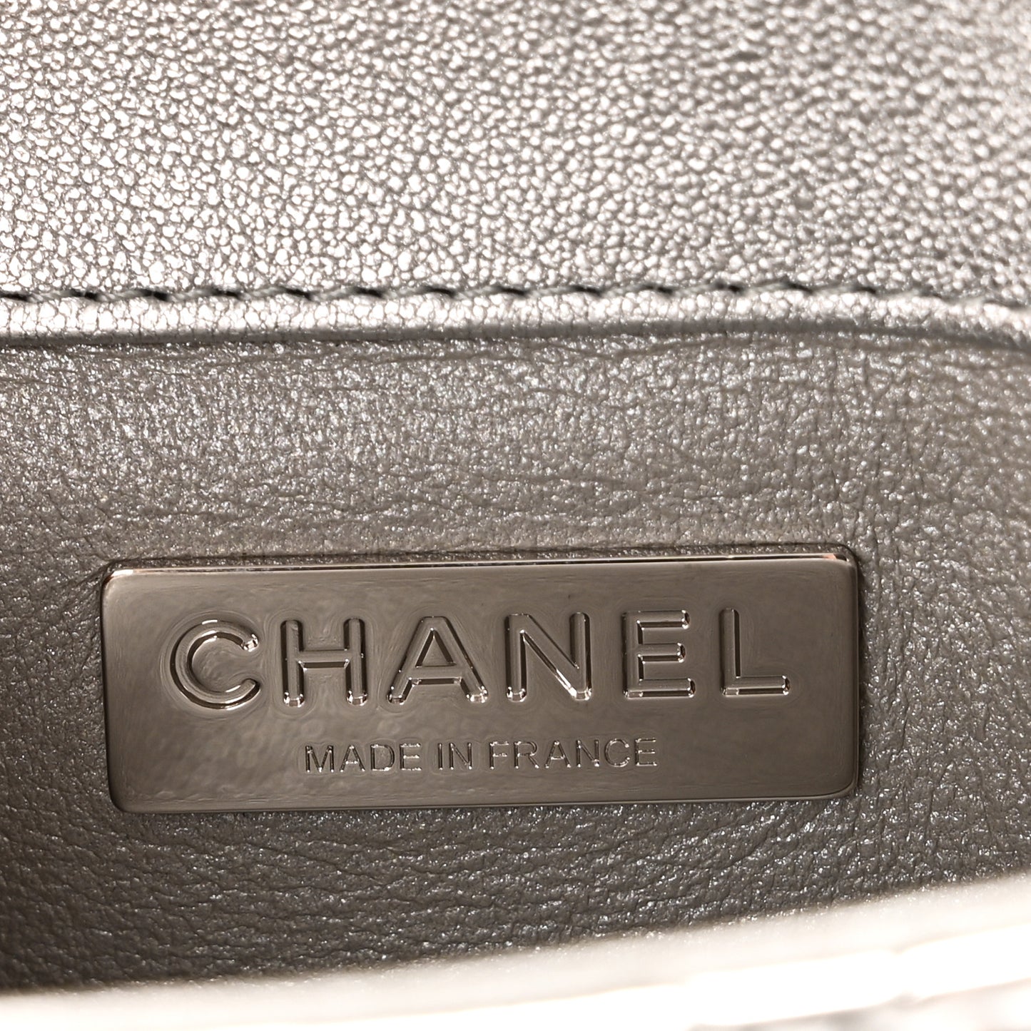 Mirror Calfskin Small Top Handle Clutch With Chain Silver