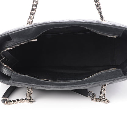 Saint Laurent Sheepskin Matelasse Chevron Large Monogram Shopping Bag Black 6 of 8