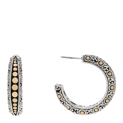John Hardy Sterling Silver 18K Yellow Gold Dot Gypsy Hoop Earrings 1 of 4