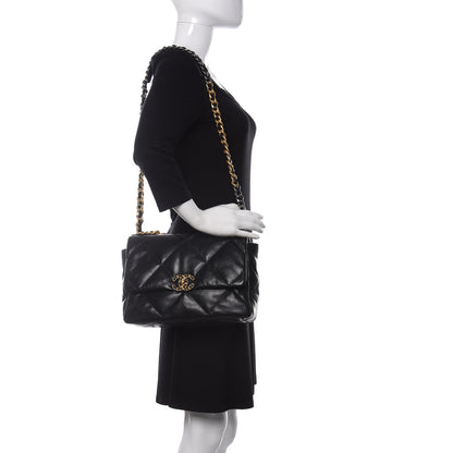 Chanel Shiny Goatskin Quilted Large Chanel 19 Flap Black 2 of 10