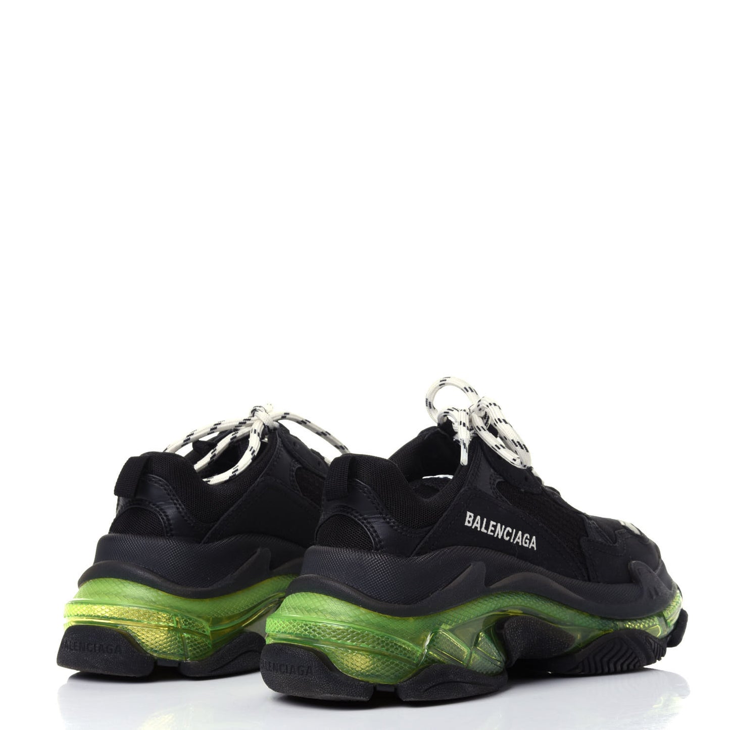 Fabric Mesh Clear Sole Womens Triple S Sneakers 35 Black Yellow Fluo