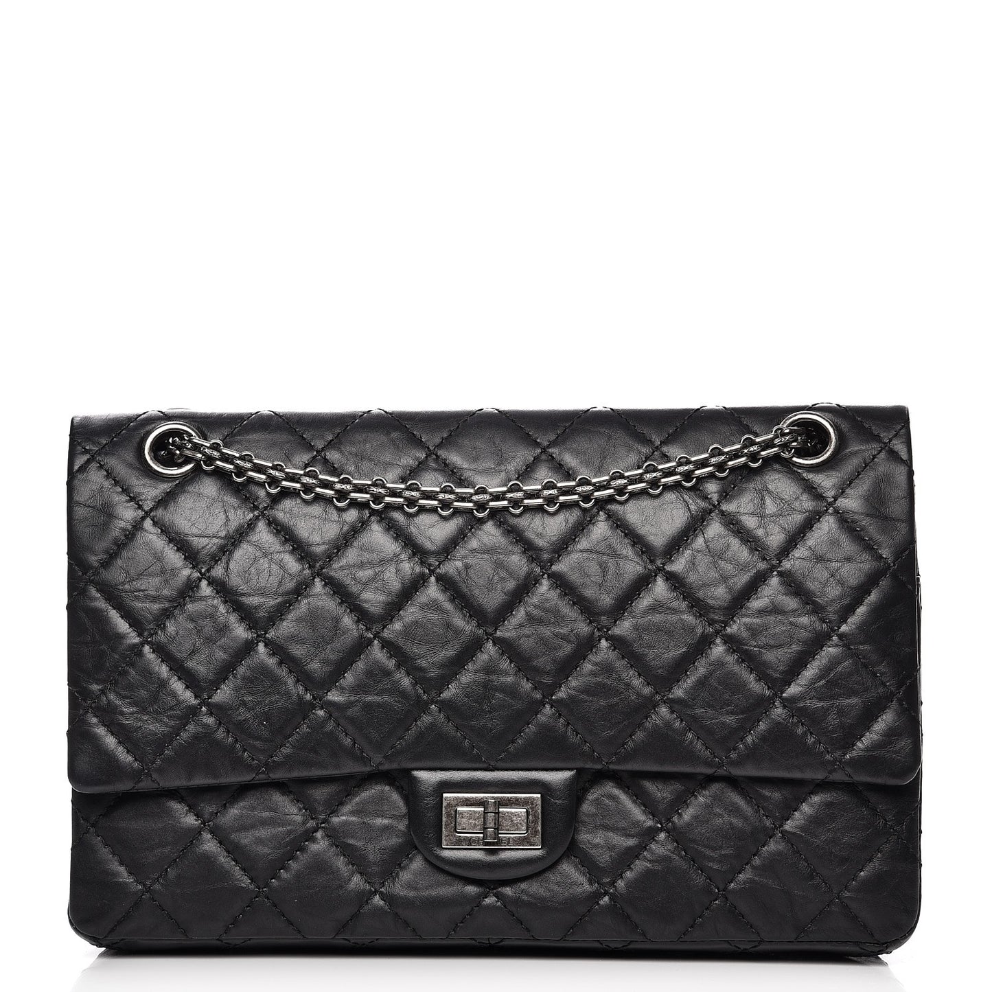 Aged Calfskin Quilted 2.55 Reissue 226 Flap Black