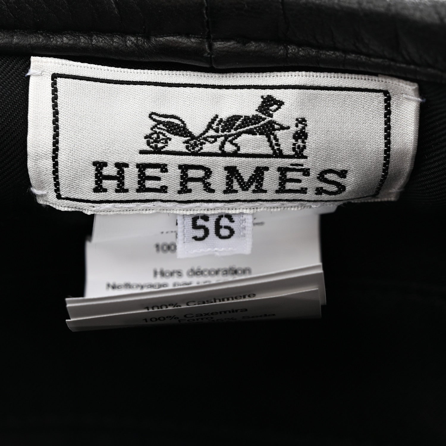 Hermes Cashmere Lambskin Saint-Honore Charms Beret 56 Charbon 9 of 12