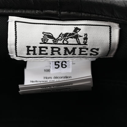 Hermes Cashmere Lambskin Saint-Honore Charms Beret 56 Charbon 9 of 12