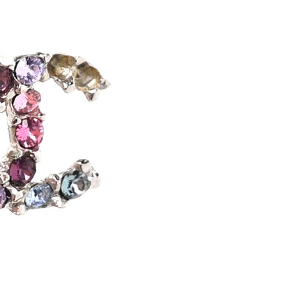 Chanel Metal Crystal CC Earrings Silver Multicolor 5 of 6
