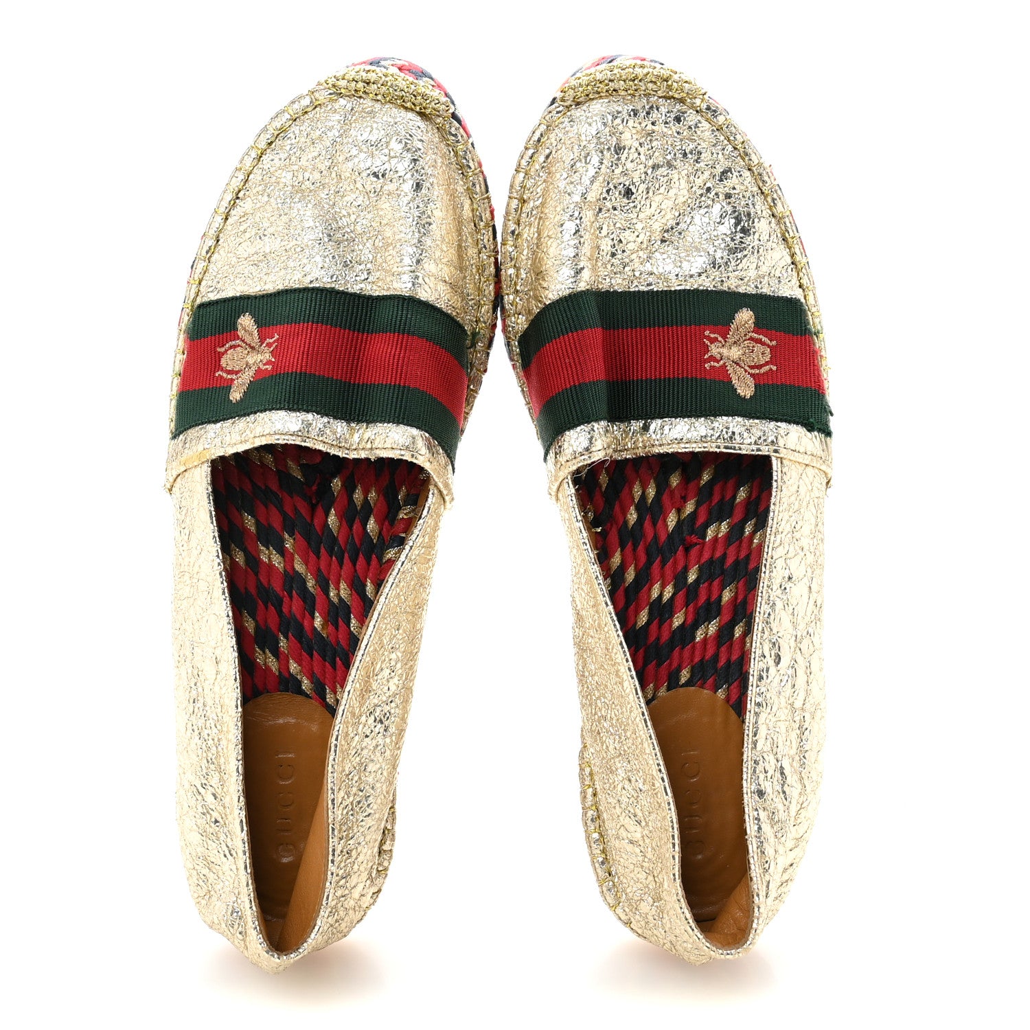Gucci Galassia Web Bee Embroidered Espadrilles  36.5 Platino 2 of 10