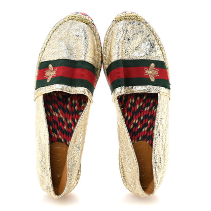 Gucci Galassia Web Bee Embroidered Espadrilles  36.5 Platino 2 of 10