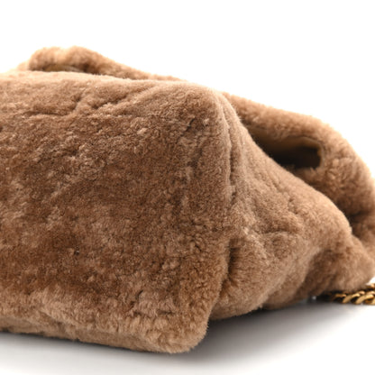 Saint Laurent Shearling Quilted Small Loulou Puffer Monogram Chain Satchel Cinnamon 9 of 9