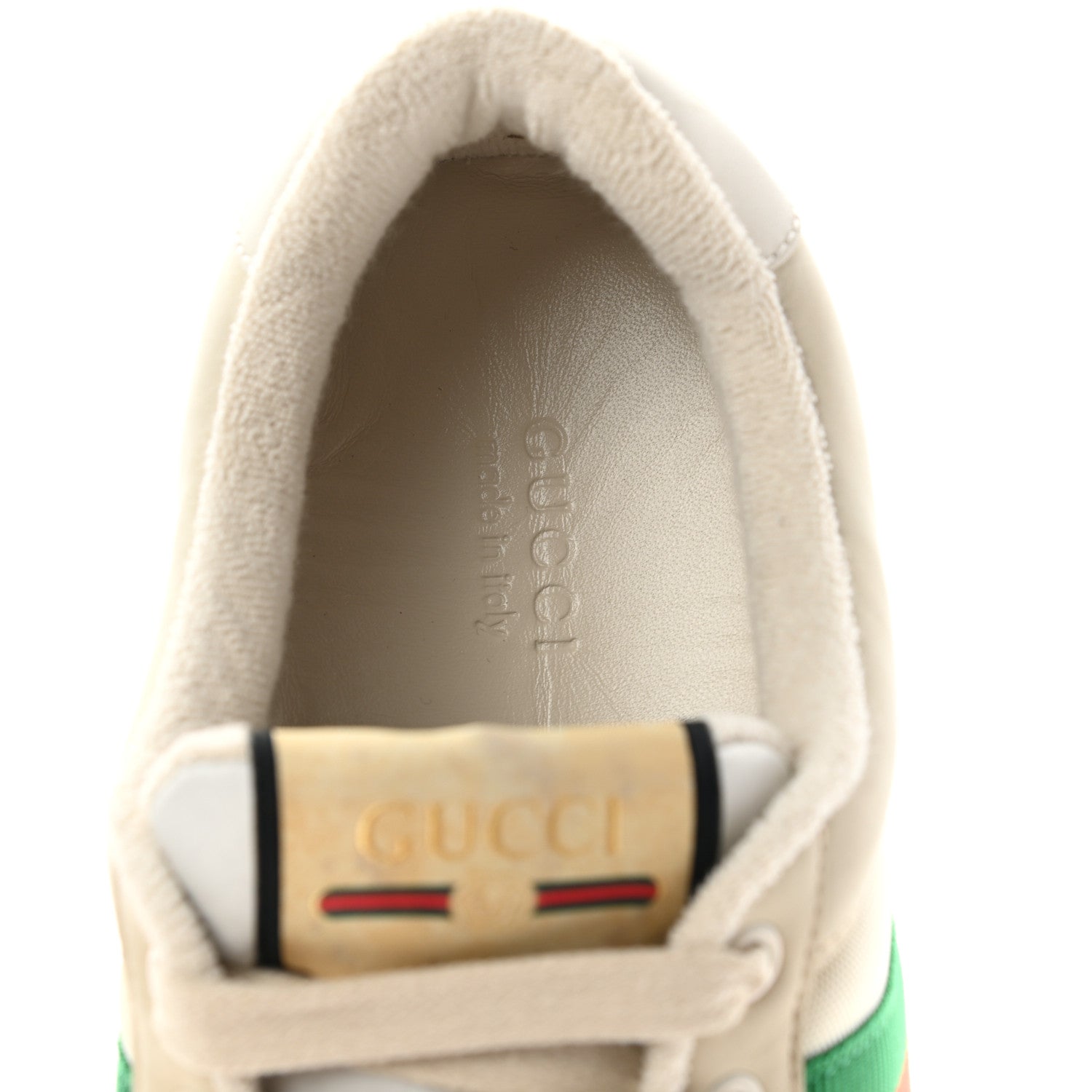 Gucci Nylon Nubuck Web Womens Screener Sneakers 39.5 Mystic White Dusty Milk 8 of 12