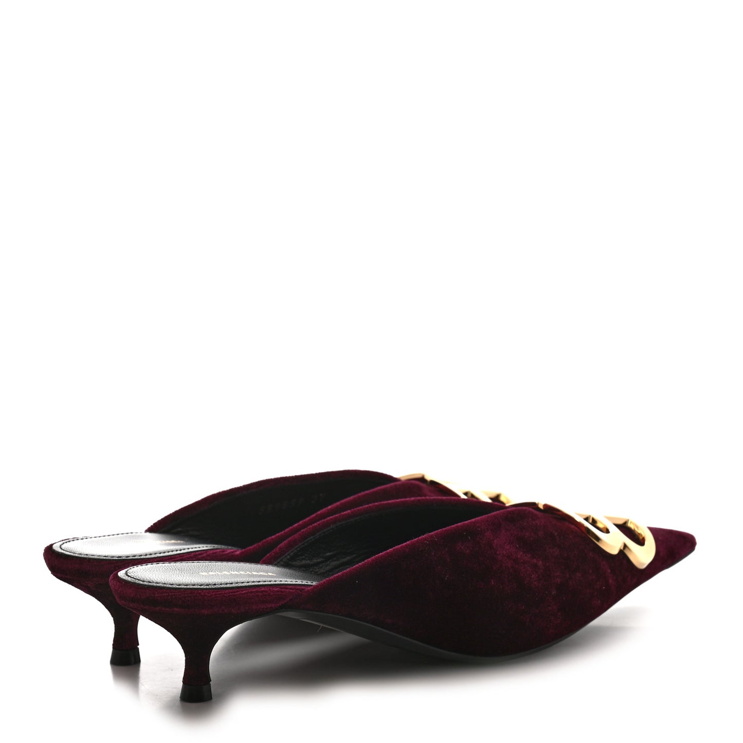 Stretch Velvet Pointed Toe BB 40mm Mules 37 Rouge Prune