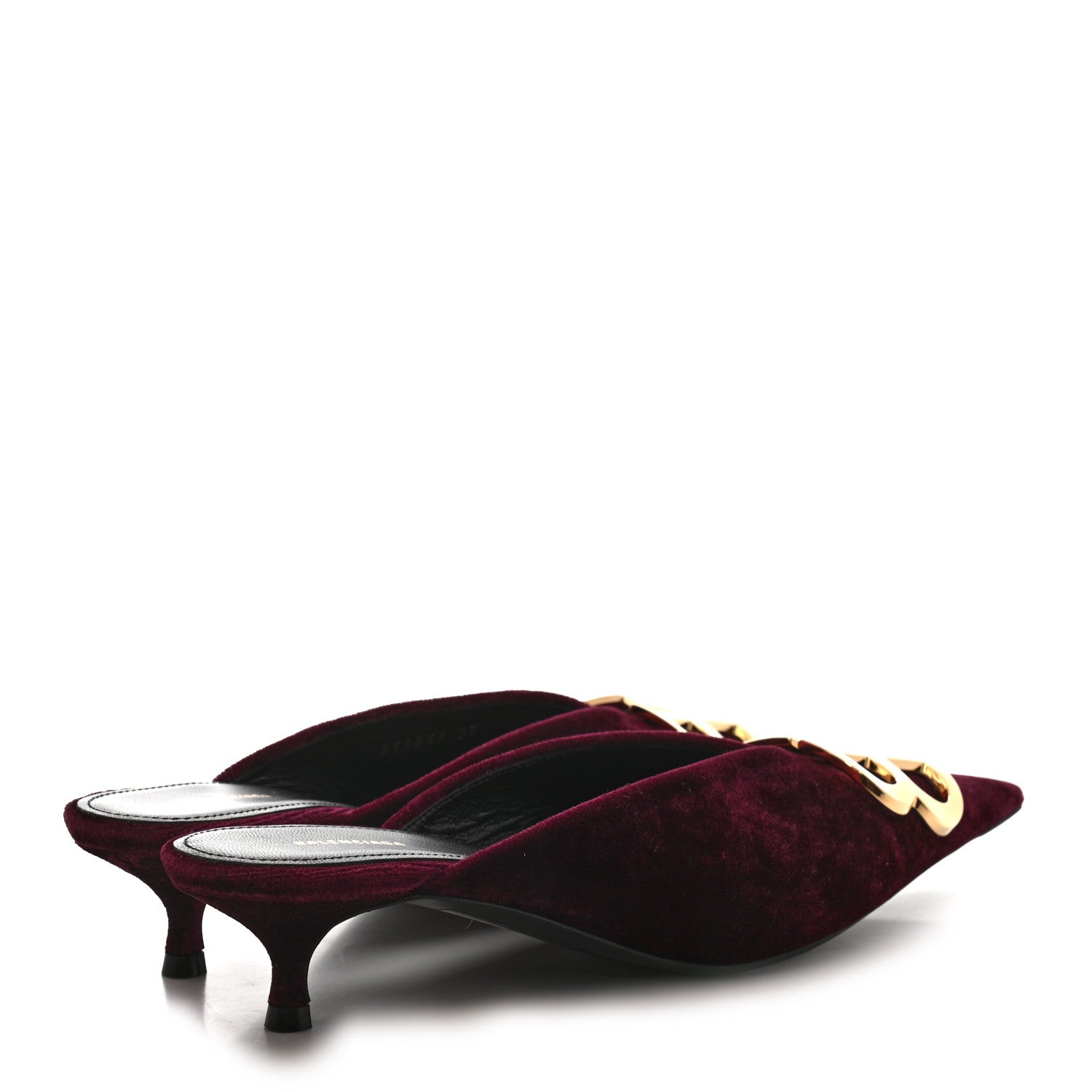 Balenciaga Stretch Velvet Pointed Toe BB 40mm Mules 37 Rouge Prune 4 of 9