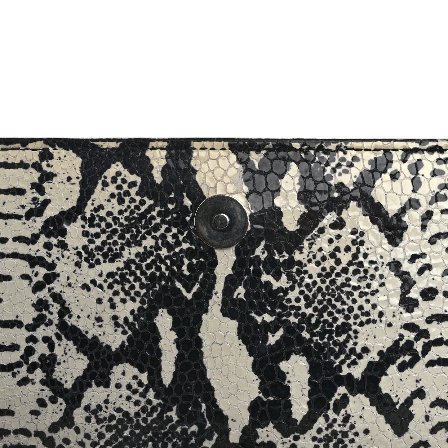 Calfskin Snakeskin Embossed Classic Monogram Cassandre Clutch Beige Black