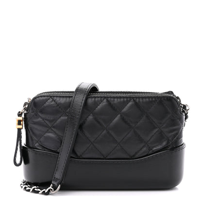 Chanel Aged Calfskin Quilted Small Gabrielle Clutch With Chain Black 1 of 13