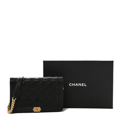 Chanel Caviar Quilted Boy Wallet On Chain WOC Black 28 of 29
