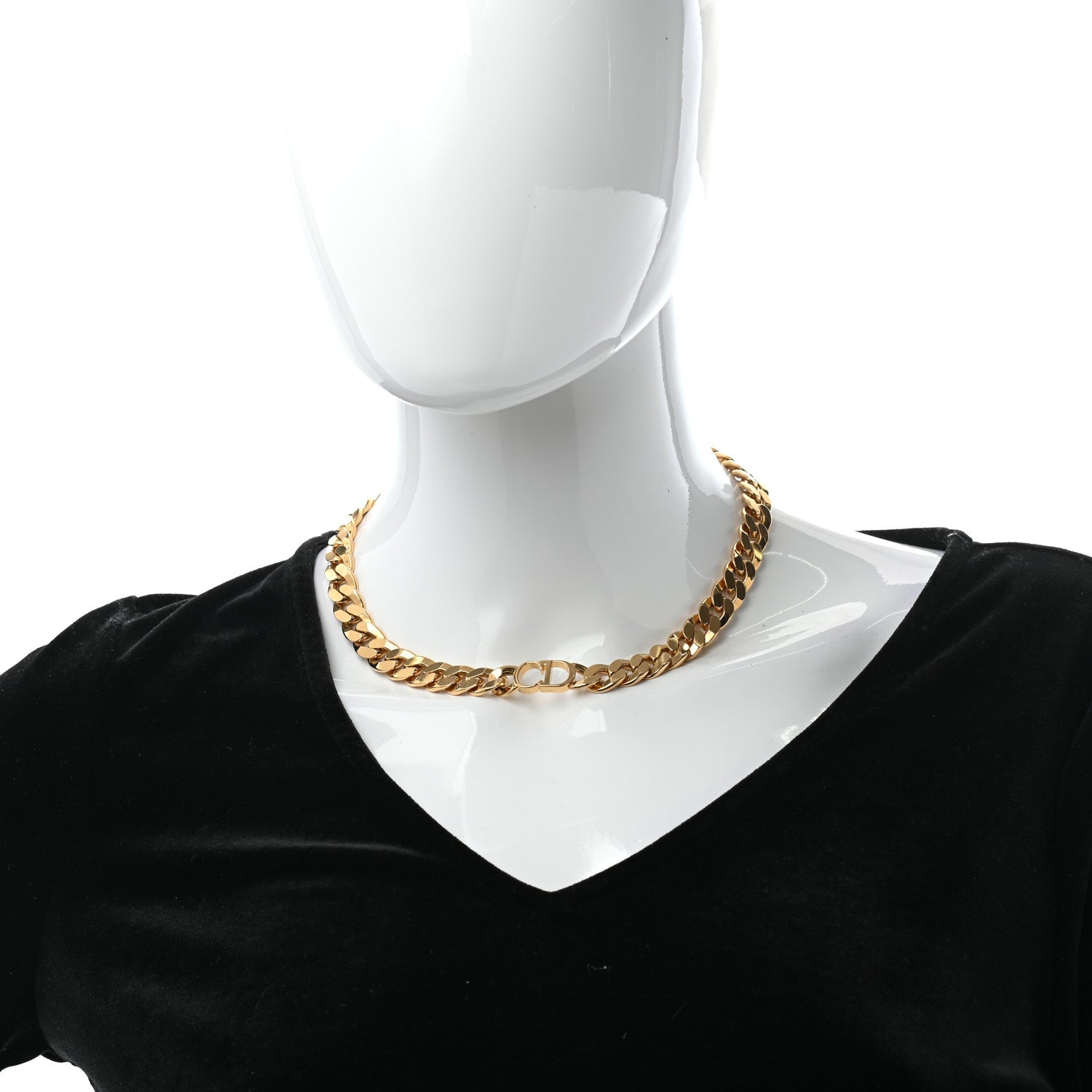 Christian Dior Metal CD Choker Necklace Gold 2 of 5