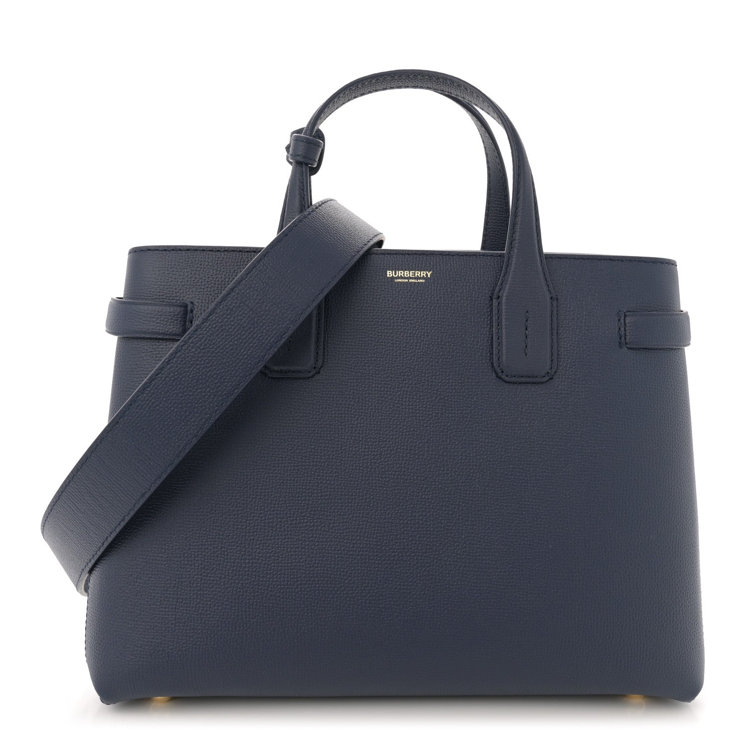 Burberry Grainy Calfskin House Check Medium Banner Tote Regency Blue 1 of 12