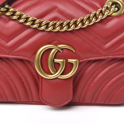 Gucci Calfskin Matelasse Mini GG Marmont Shoulder Bag Hibiscus Red 11 of 11