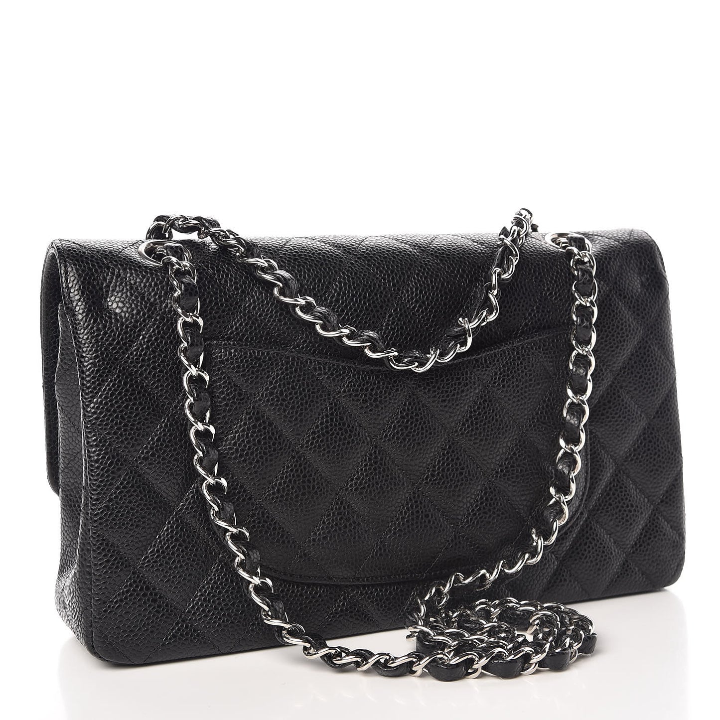 Caviar Quilted Medium Double Flap Black