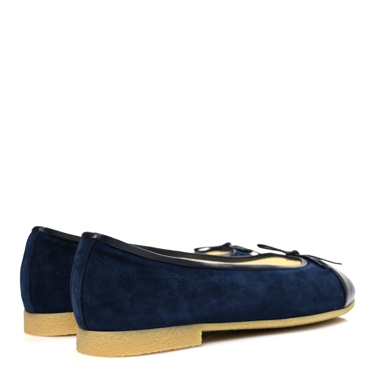 Chanel Suede Calfskin Cap Toe CC Ballerina Flats 40 Navy Black 5 of 10