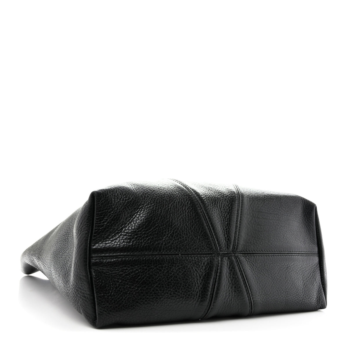 Grained Calfskin Large Spin Tote Black