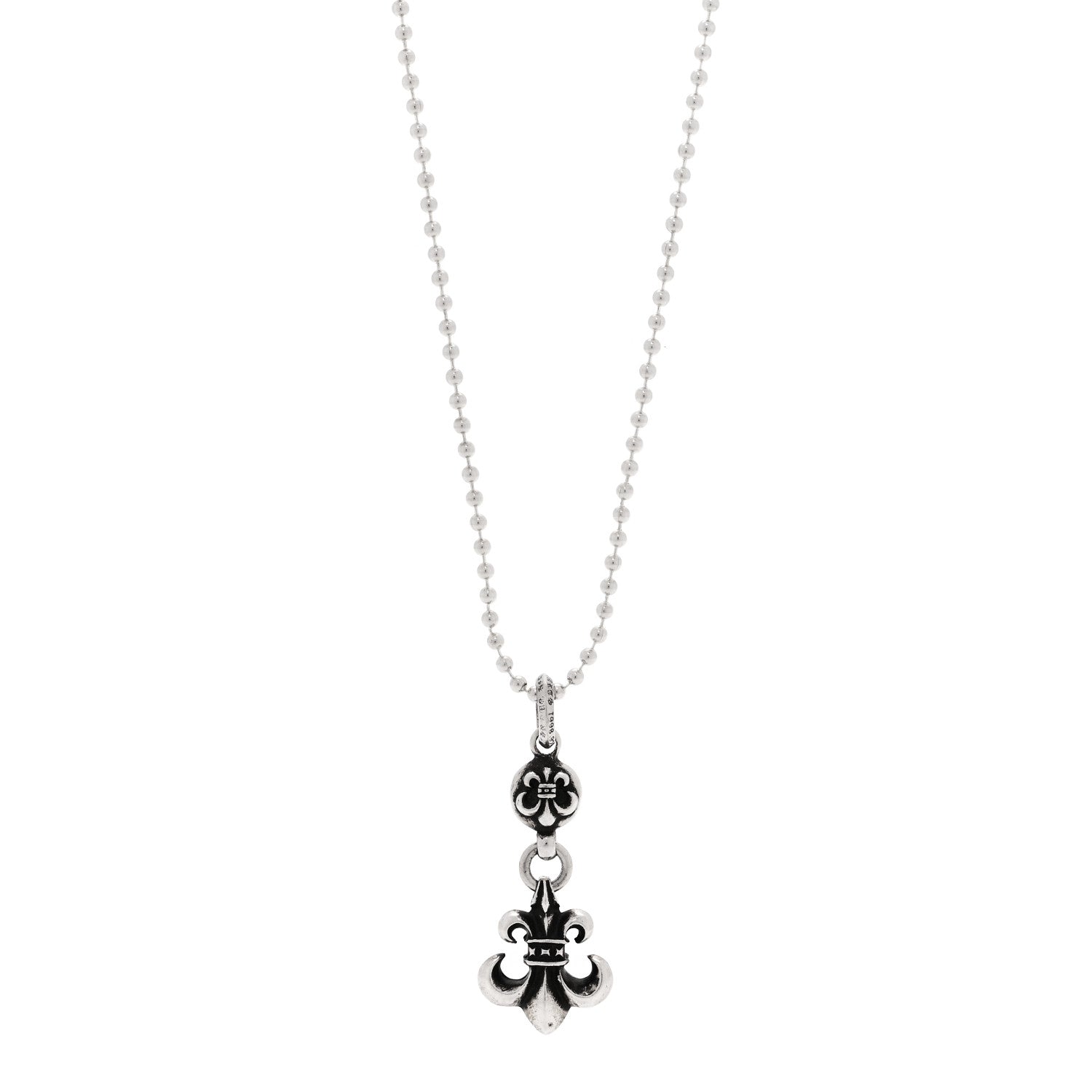 Chrome Hearts Sterling Silver Ball BS Fleur de Lis Pendant Necklace 1 of 6