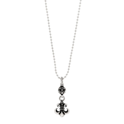 Chrome Hearts Sterling Silver Ball BS Fleur de Lis Pendant Necklace 1 of 6