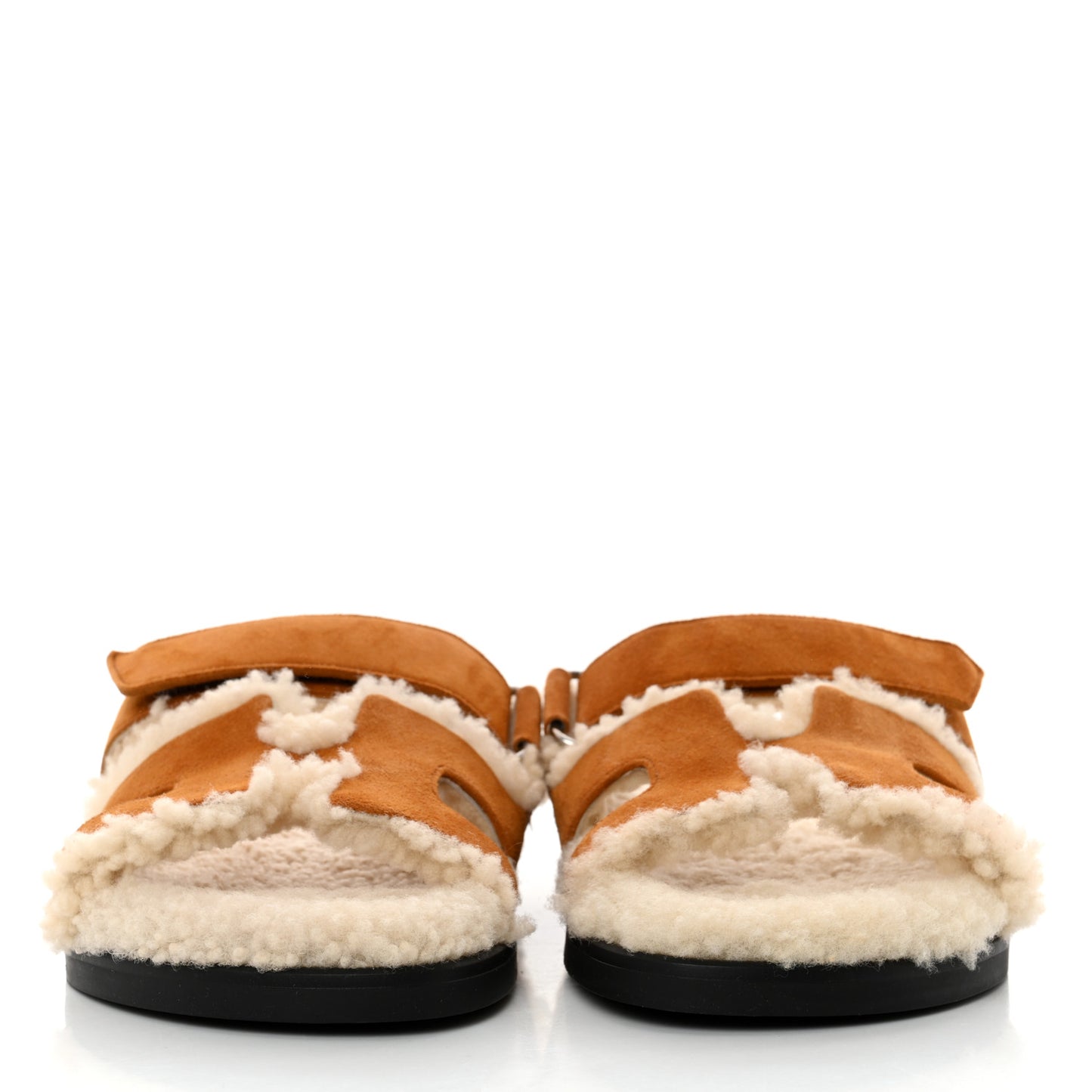 Suede Goatskin Woolskin Womens Chypre Sandals 37.5 Brun Fume Ecru