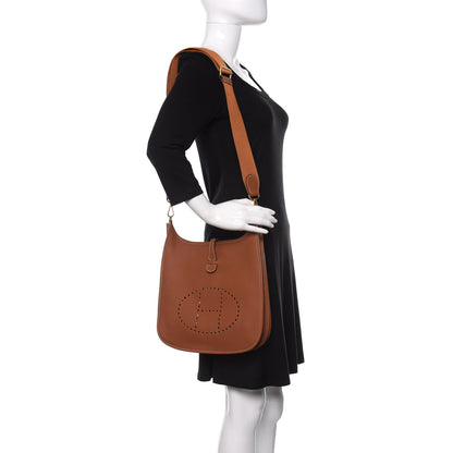 Hermes Taurillon Clemence Evelyne III PM Gold 2 of 10