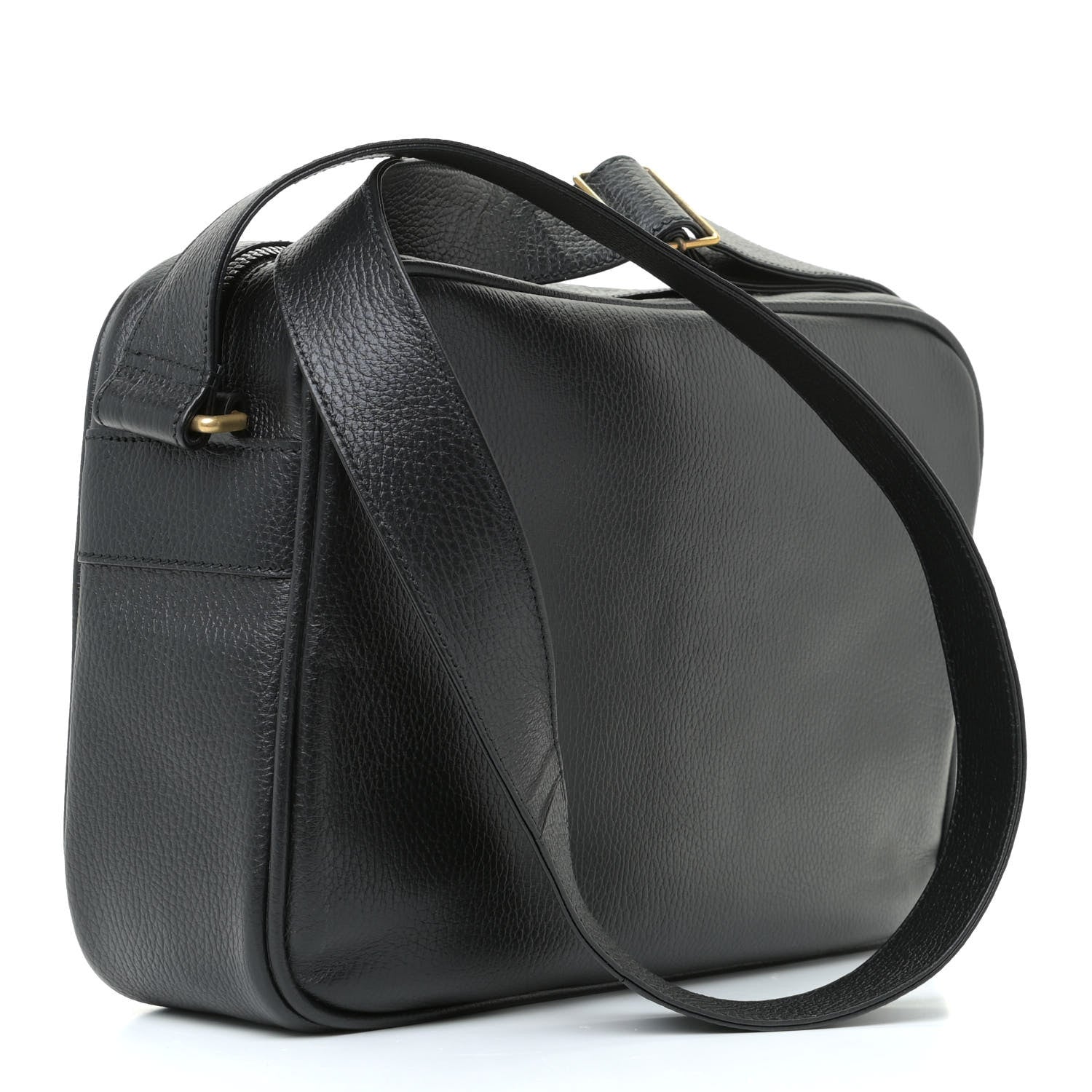 Gucci Pebbled Calfskin Logo Messenger Bag Black 3 of 11