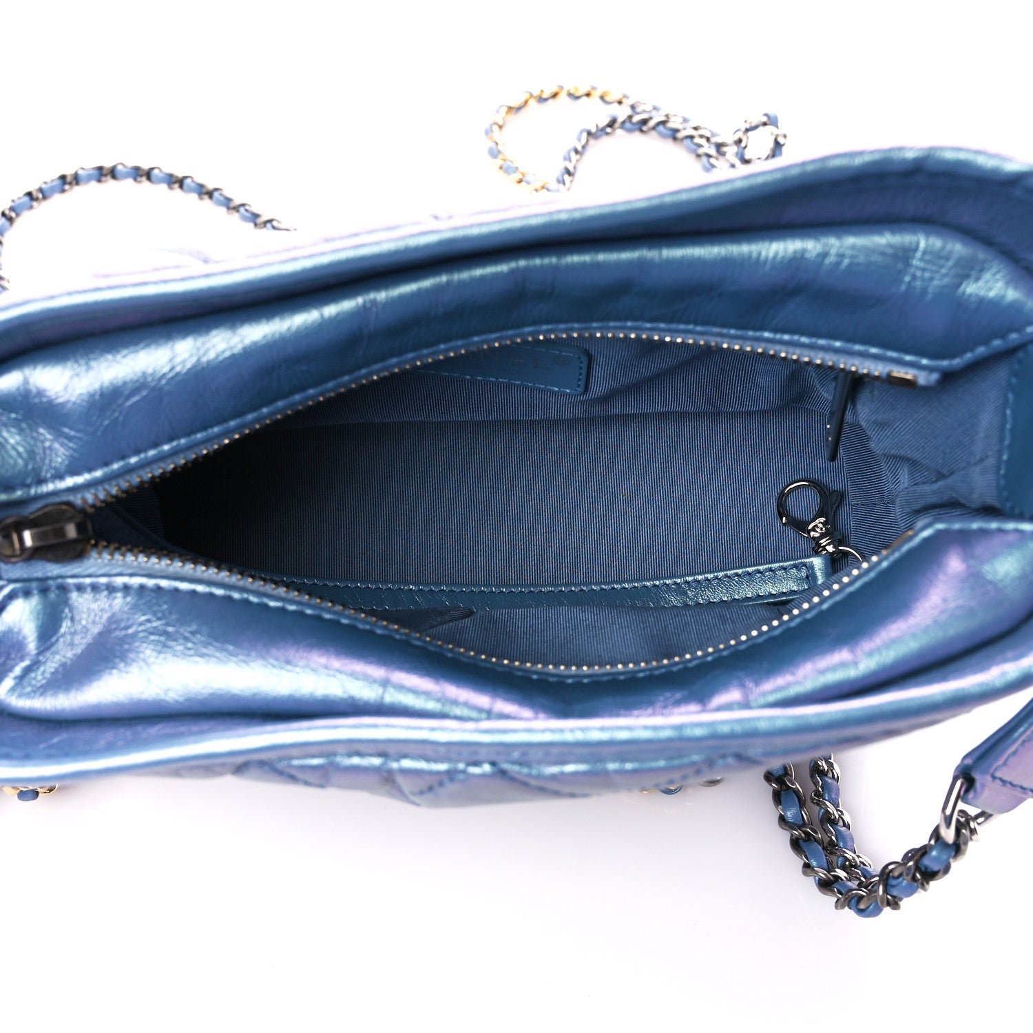 Chanel Iridescent Aged Calfskin Quilted Small Gabrielle Hobo Blue 5 of 10