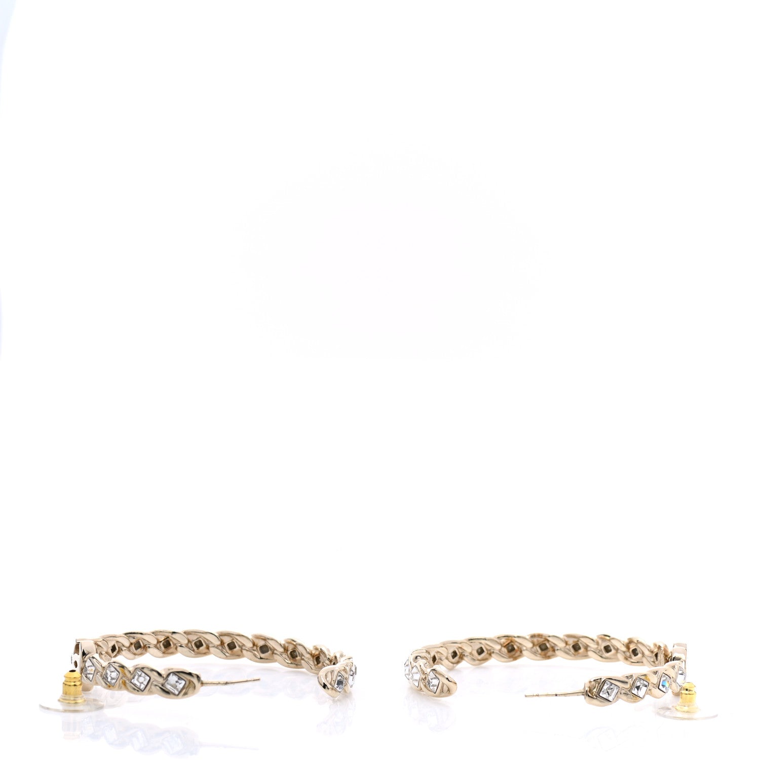 Chanel Crystal CC Hoop Earrings Gold 3 of 5