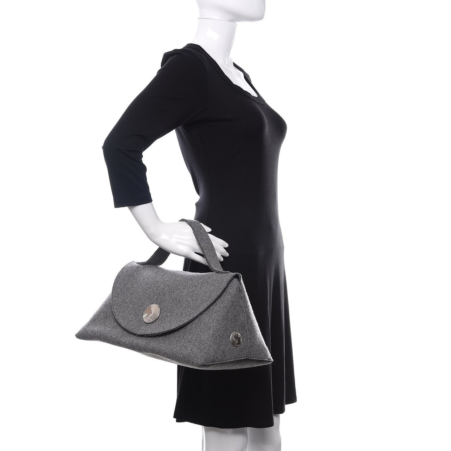 Wool Felt Flap Bag Grey