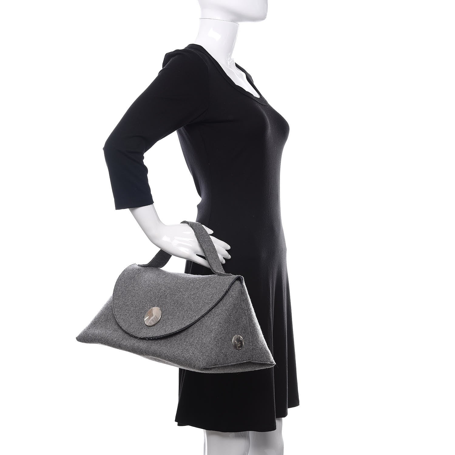 Celine Wool Felt Flap Bag Grey 2 of 14