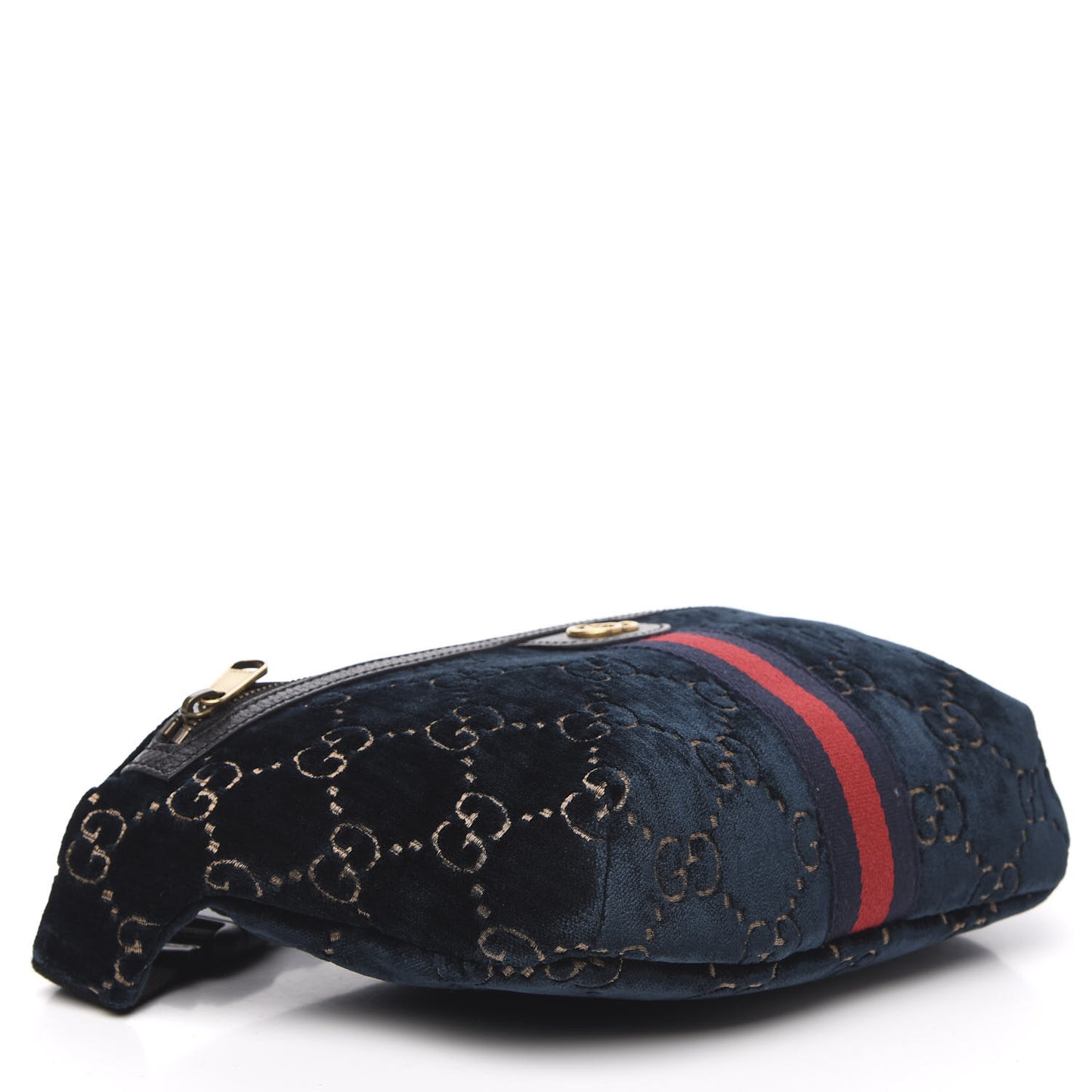 Velvet GG Monogram Web Belt Bag Blue Beige