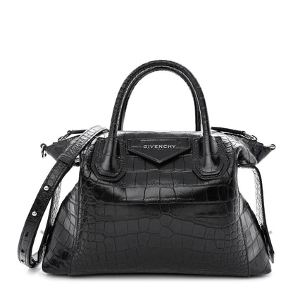 Givenchy Calfskin Crocodile Embossed Medium Soft Antigona Black 1 of 9
