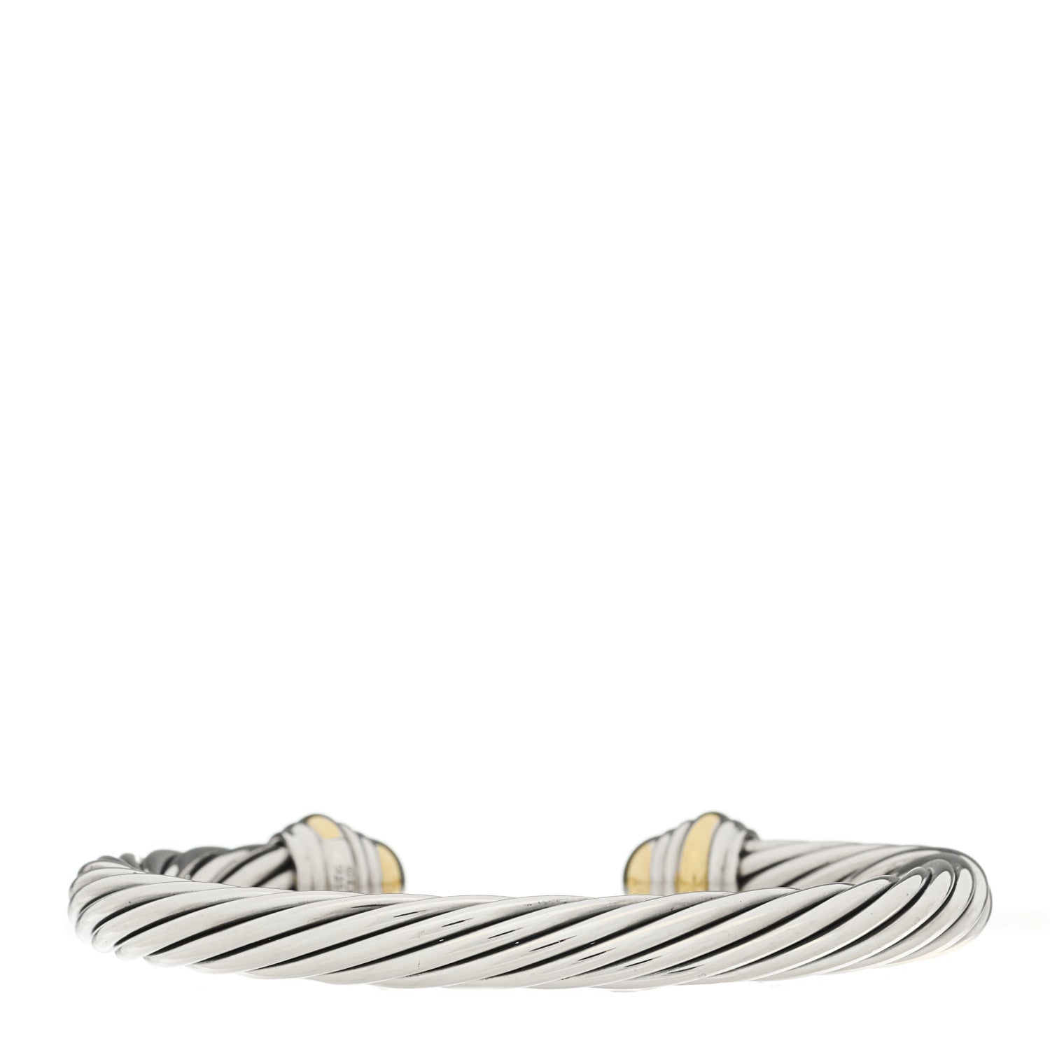 David Yurman Sterling Silver 14K Yellow Gold 7mm Cable Classics Dome Bracelet 2 of 3