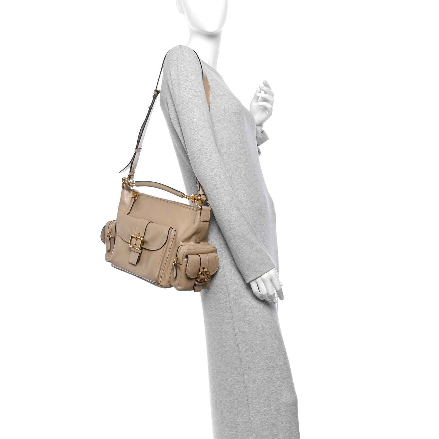 Chloe Shiny Calfskin Large Double Carry Camera Bag Motty Grey 2 of 9