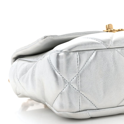 Chanel Metallic Lambskin Quilted Medium Chanel 19 Flap Silver 10 of 12