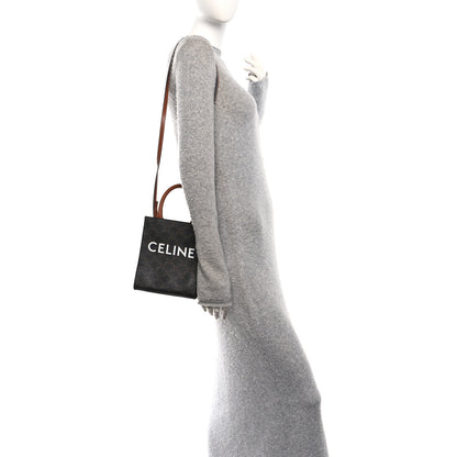 Celine Triomphe Canvas Calfskin Mini Vertical Cabas Tan 2 of 9