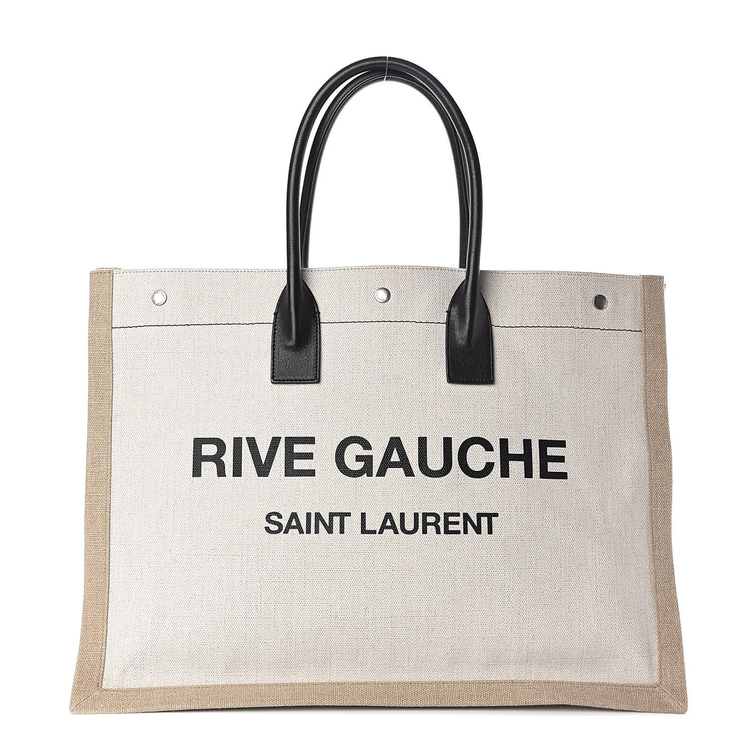 Saint Laurent Linen Calfskin Rive Gauche Tote Optic White 1 of 9