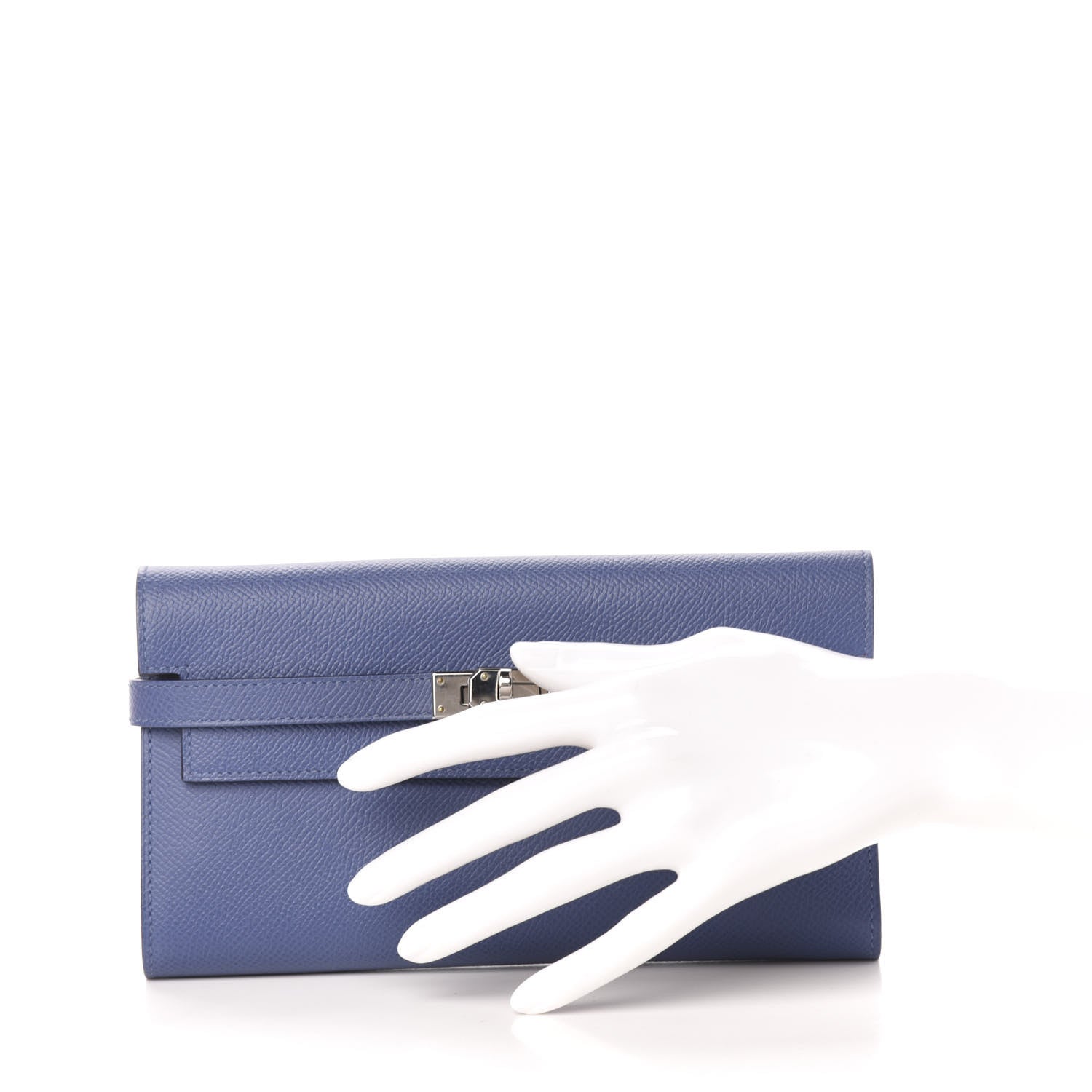 Hermes Epsom Kelly Longue Wallet Blue Brighton Capucine 2 of 10