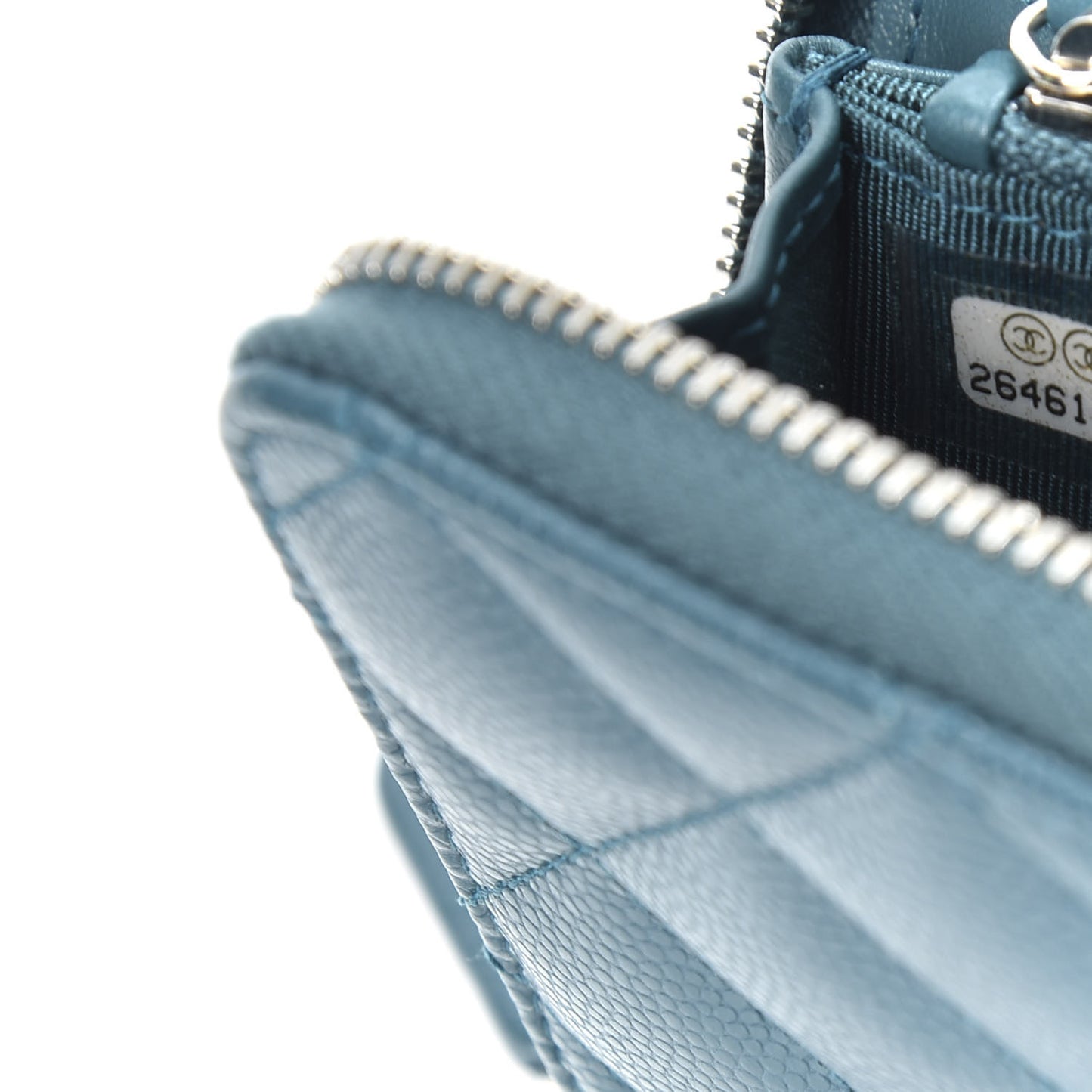 Caviar Quilted Medium Zip Around Wallet Dark Turquoise