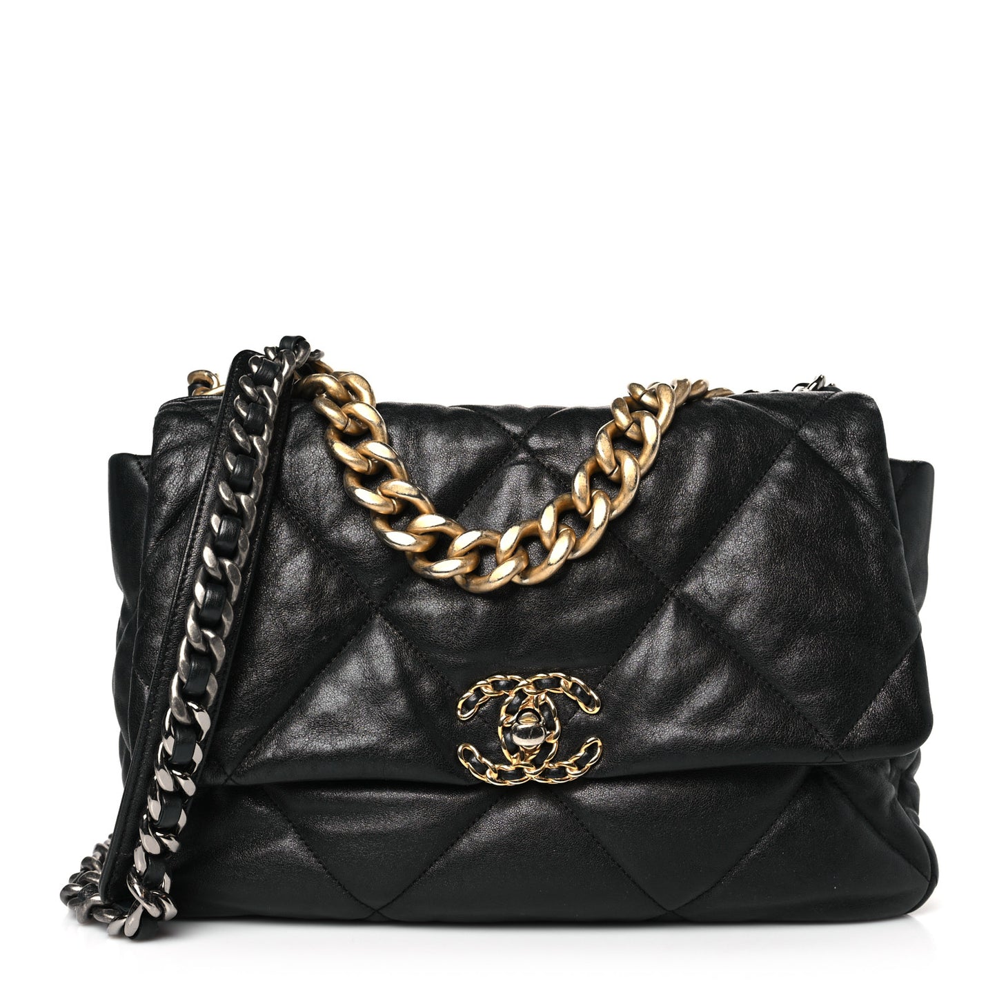 Goatskin Quilted Large Chanel 19 Flap Black