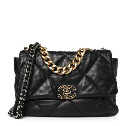 Chanel Goatskin Quilted Large Chanel 19 Flap Black 1 of 11