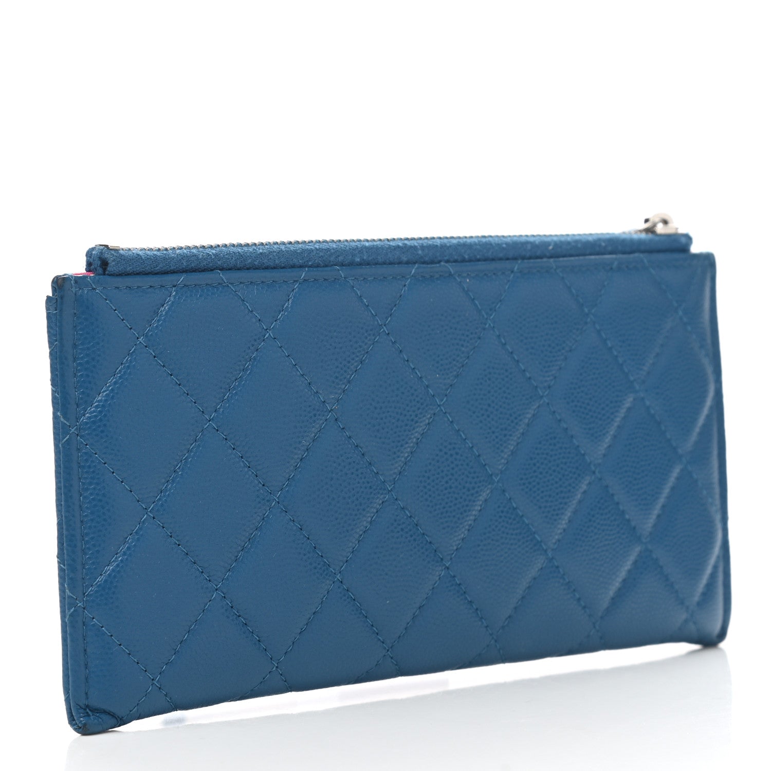 Chanel Caviar Quilted Classic Zip Pouch Blue 2 of 8