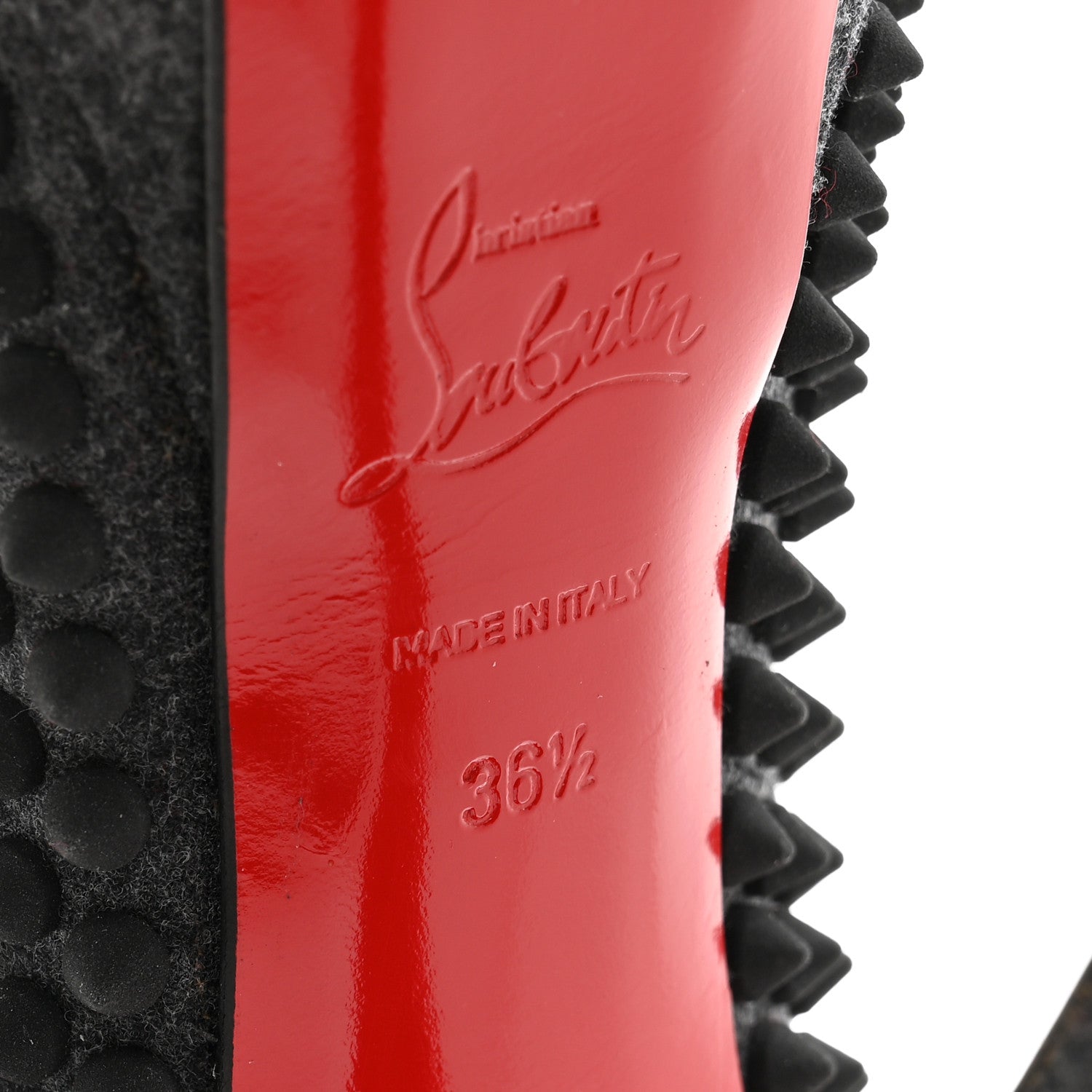Christian Louboutin Floque Flannel Lady Peep Spikes VIP 150 Pumps 36.5 Grey Black 7 of 11
