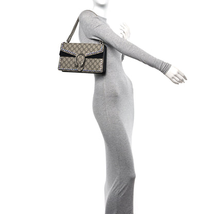 Gucci GG Supreme Monogram Crystal Small Dionysus Shoulder Bag Black 2 of 10
