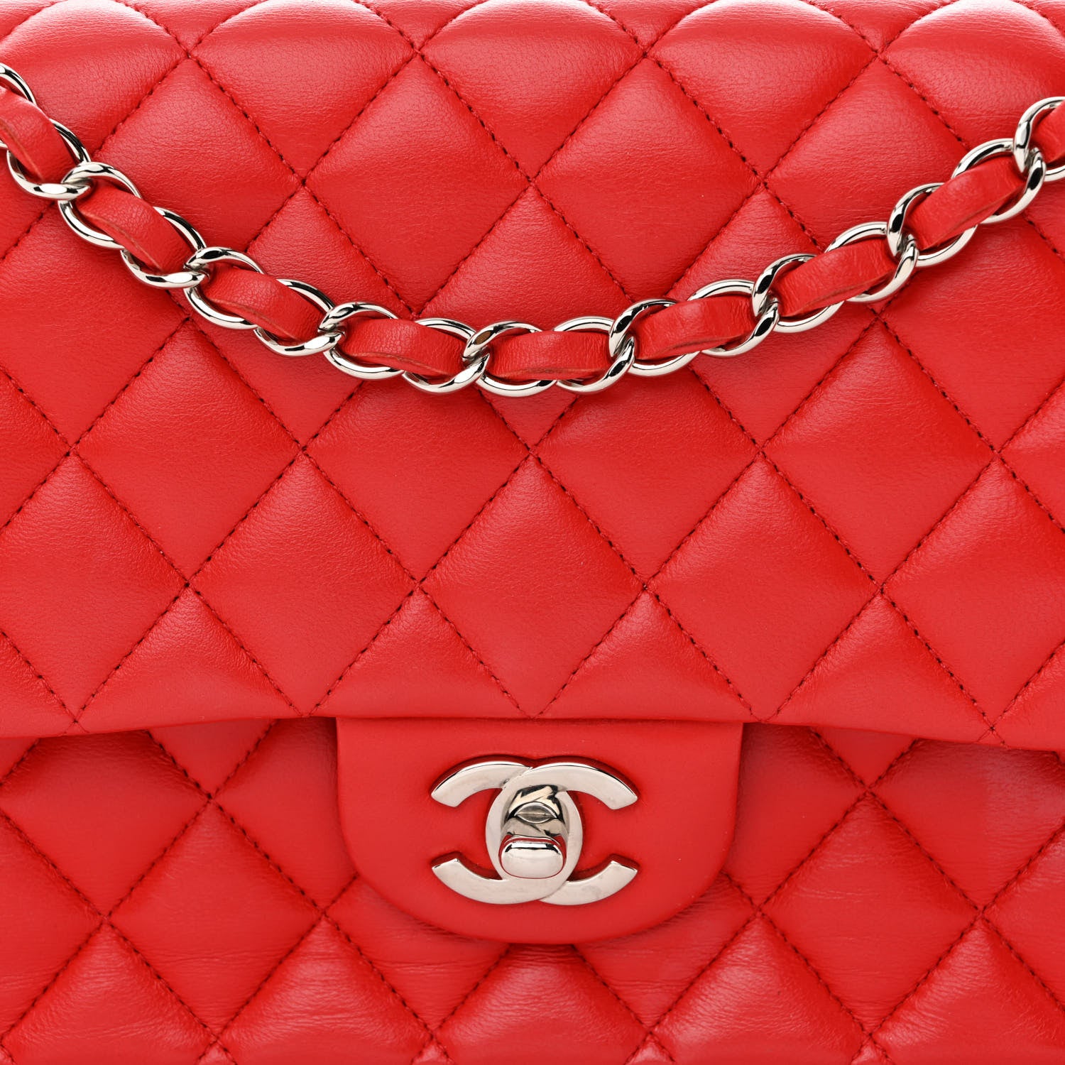 Chanel Lambskin Quilted Medium Double Flap Red 8 of 13