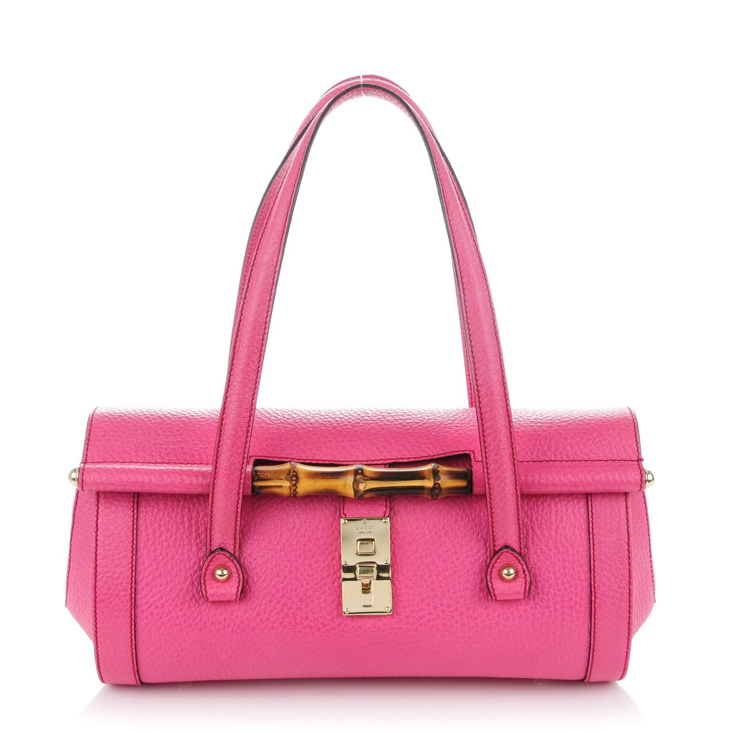 Calfskin Bamboo Bullet Satchel Pink
