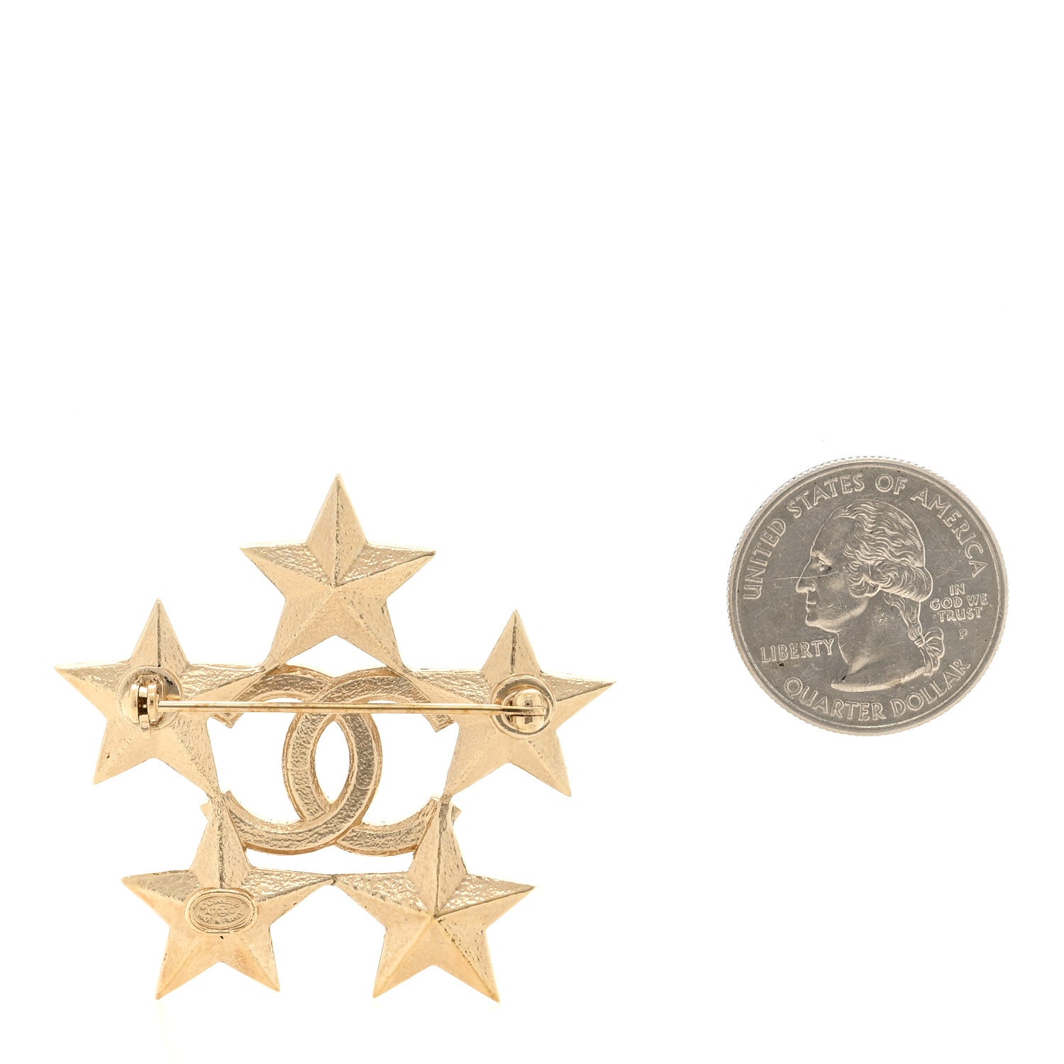 Chanel Baguette Crystal CC Star Brooch Gold 2 of 3